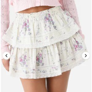 NWT LoveShackFancy Berry Medley Ruffle Mini Skirt